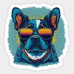 Cool bulldog wearing glasses Sticker